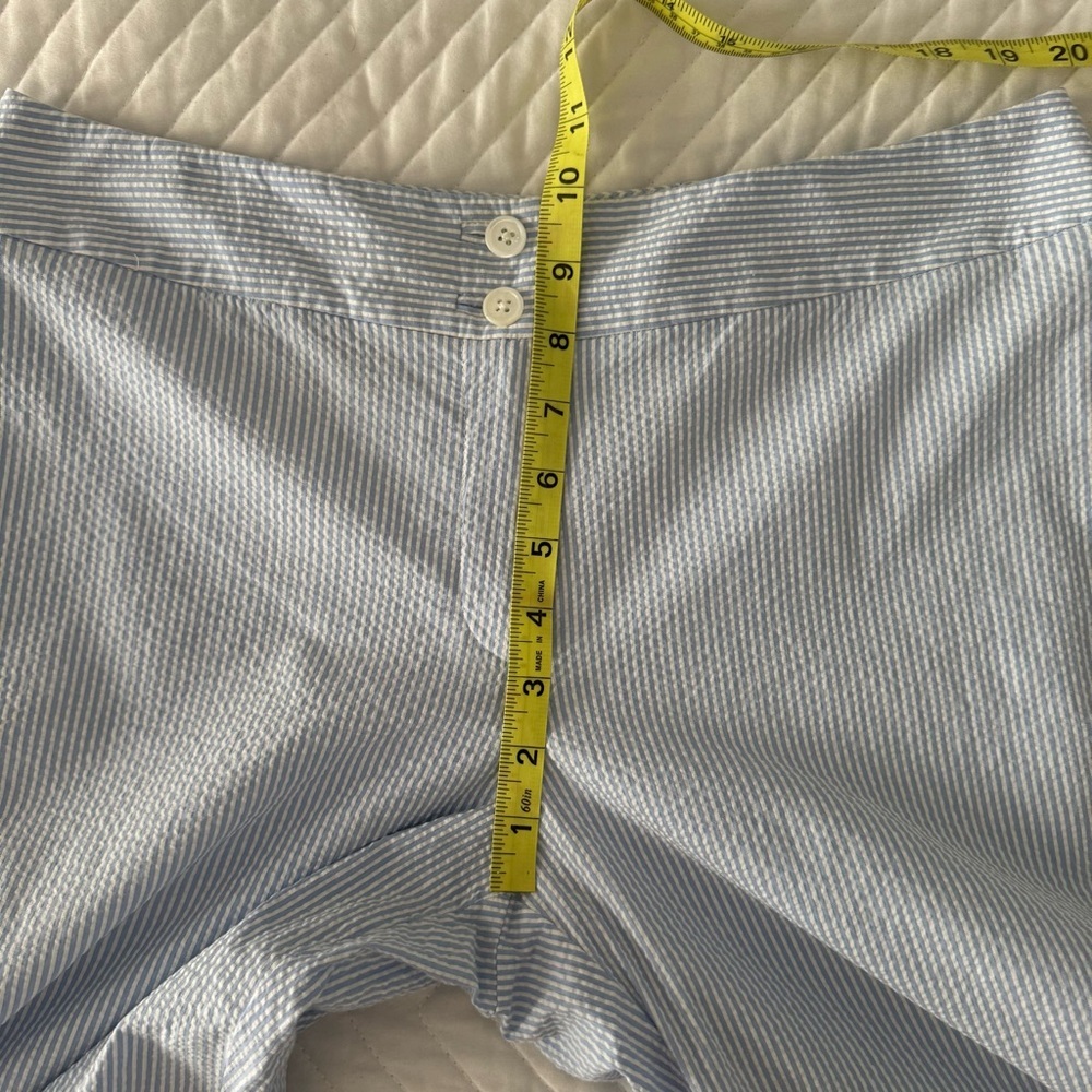 Brooks Brothers Wide Leg Lined Seersucker Slacks Blue White Petite - Picture 7 of 8